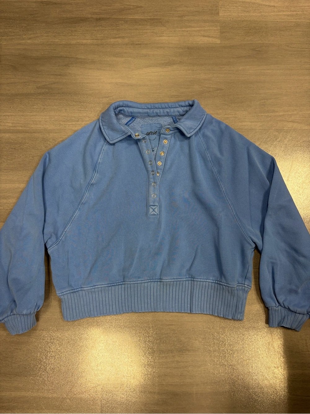 Aerie Chill Crew French Terry Blue Sweatshirt